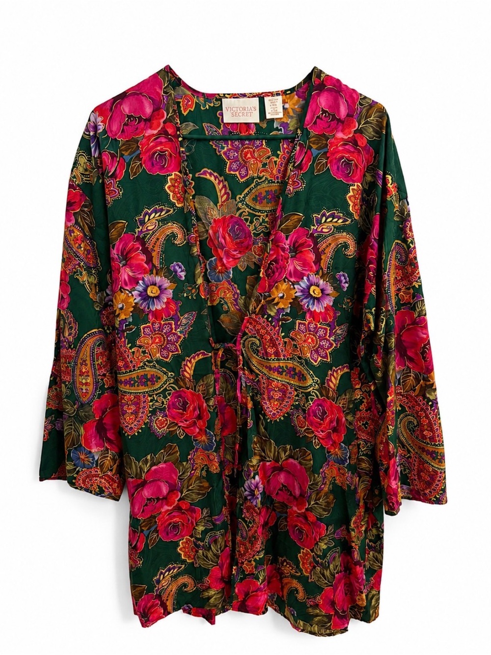 Vintage Victorias Secret 100% Silk Floral Kimono Small